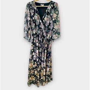 Spy Zone Exchange Womens Dress Long Sleeve Lining Black and Pink Floral Size L